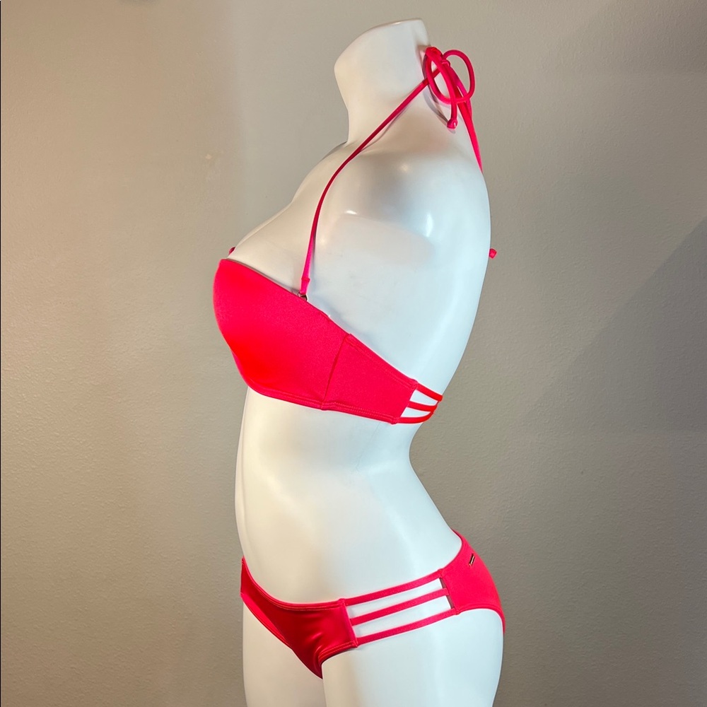 Victoria's Secret Hot Pink The Push-up Beach Bandeau and Knockout Bikini 34C / M - Picture 5 of 13